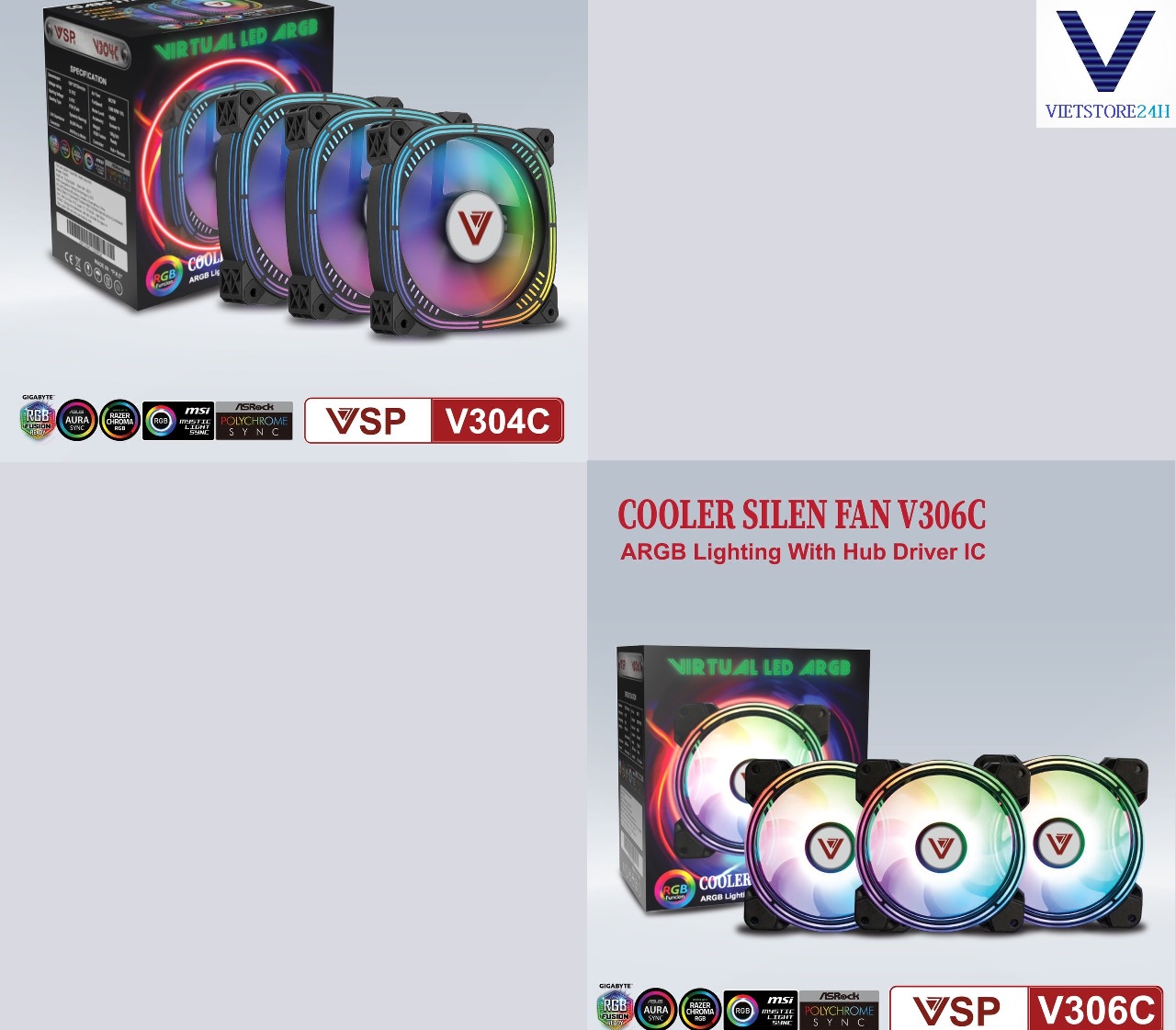 Bộ Kit 3 Fan V304C , V306C FULL LED ARGB ( Chính hãng )