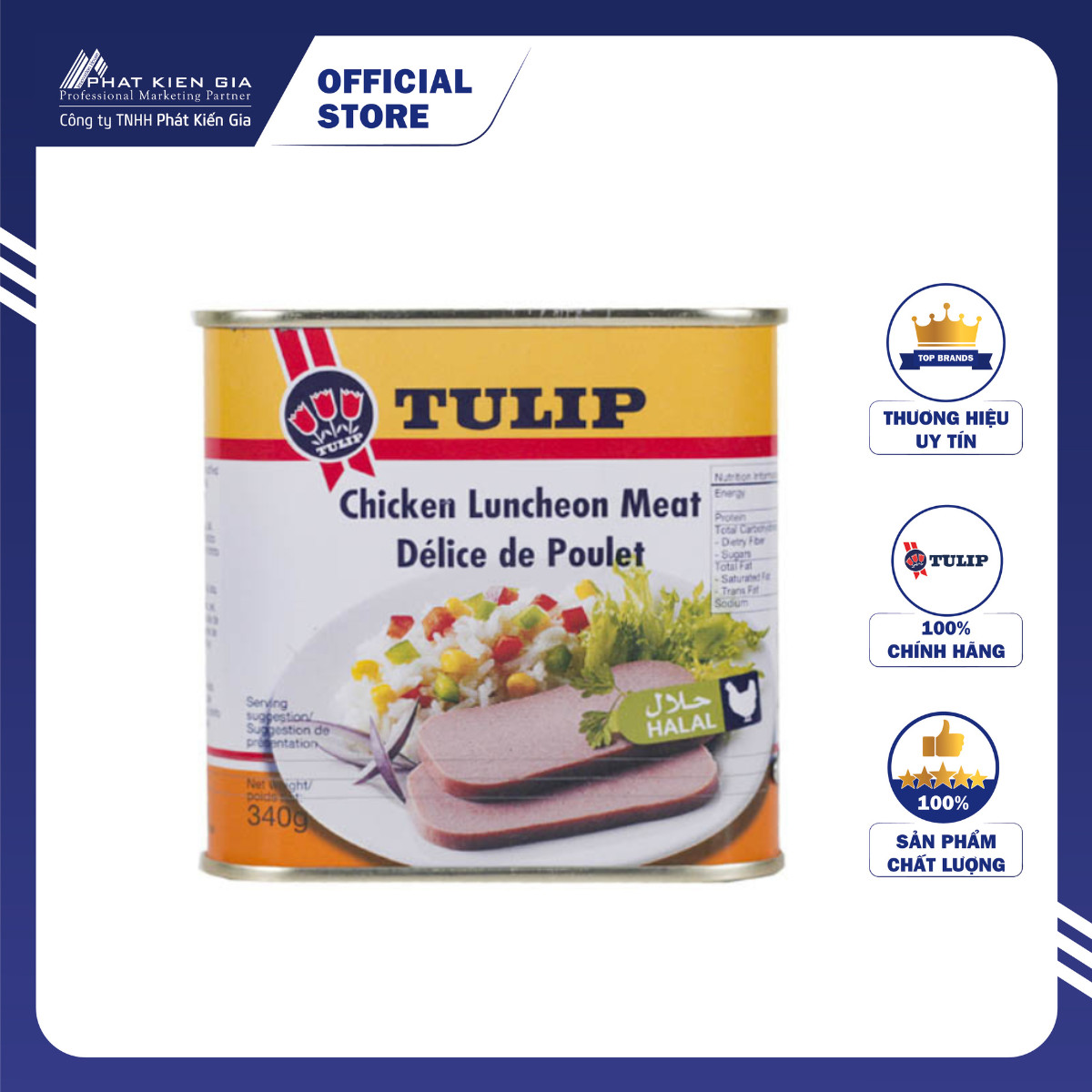 Thịt gà đóng hộp tulip 340g