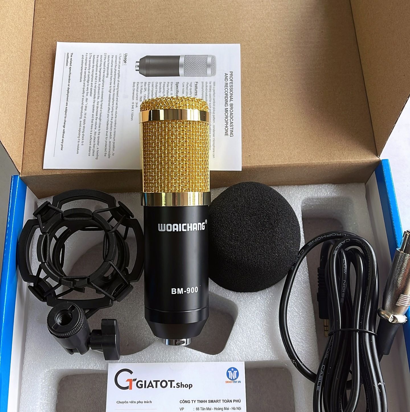Micro thu âm Studio cao cấp BM900 Woaichang,  micro livestream mic hàng chuẩn, chắc tay