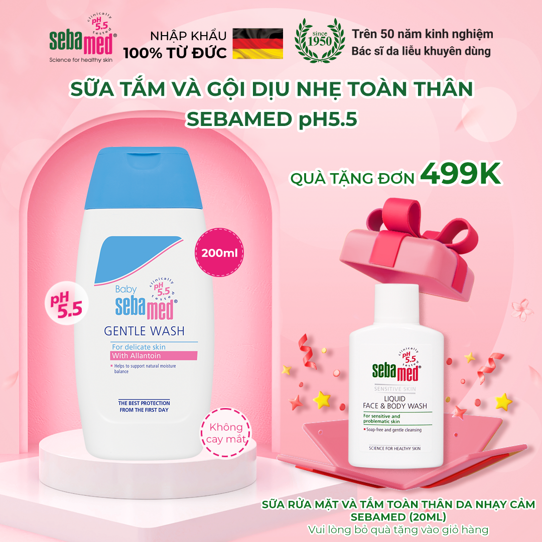 Sữa tắm gội toàn thân cho bé sebamed Baby Gentle Wash Extra Soft pH5.5 (200ml)