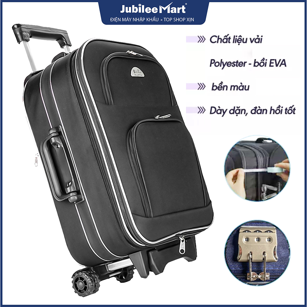 Vali du lịch cao cấp size 23 giá rẻ - vali kéo du lịch vải giá rẻ thông minh - vali jubilee mart bảo hành 12 tháng