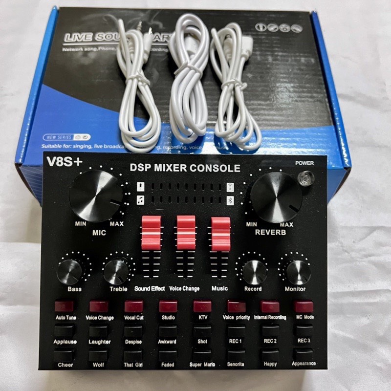 Sound card âm thanh V8S+ có bluetooth dùng pin sạc - hát thu âm, livestream và karaoke
