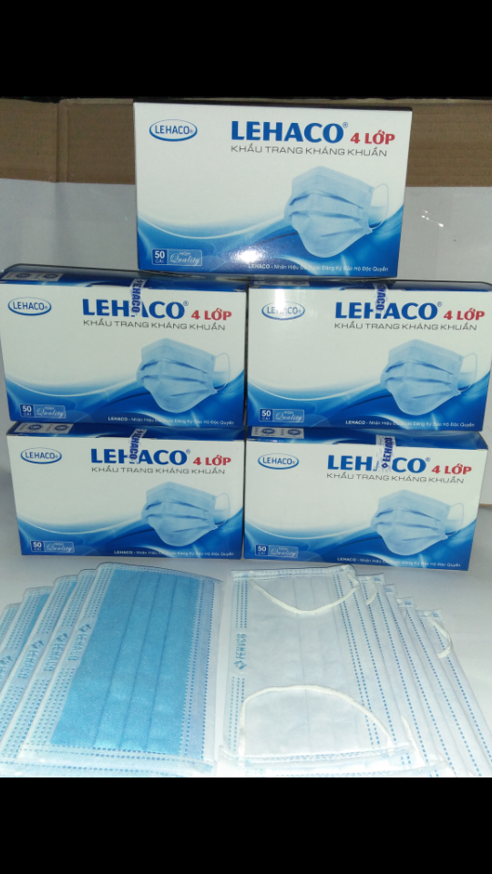 Combo 3 hộp  150 cái khẩu trang 4 lớp LEHACO kháng khuẩn kháng vi rút