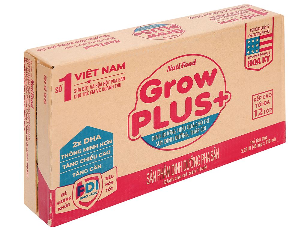Thùng 48 hộp sbps nutifood grow plus+ sdd
