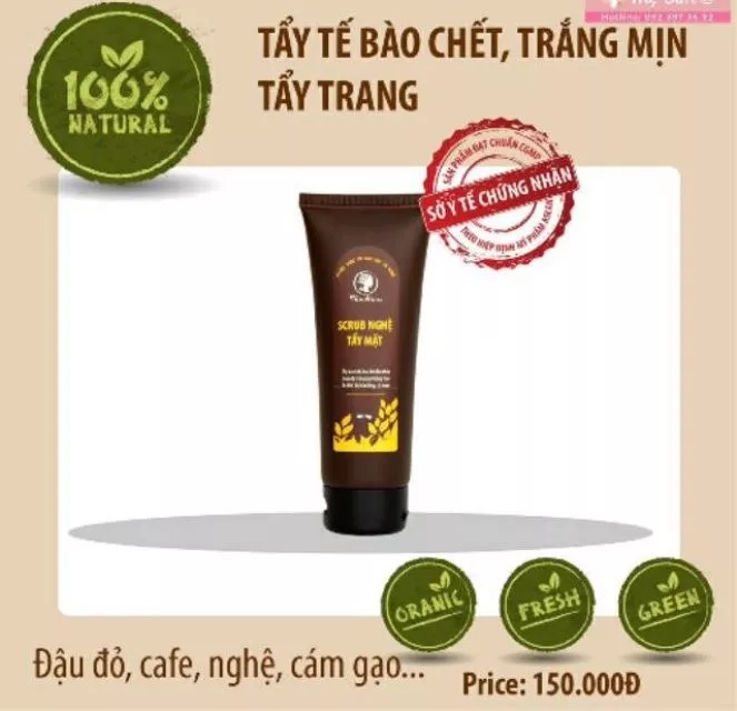 Scrub nghệ tẩy tế bào chết cho mặt 70gr - làm sạch da, ngừa mụn, kiềm dầu - wonmom nam1