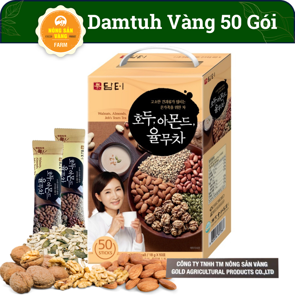[ Chính Hãng ] Bột Ngũ Cốc Damtuh Óc Chó, Hạnh Nhân, Đậu Đen, Thiên Ma Hàn Quốc, 50 Gói * 18G, Giàu Dinh Dưỡng, Ít Đường