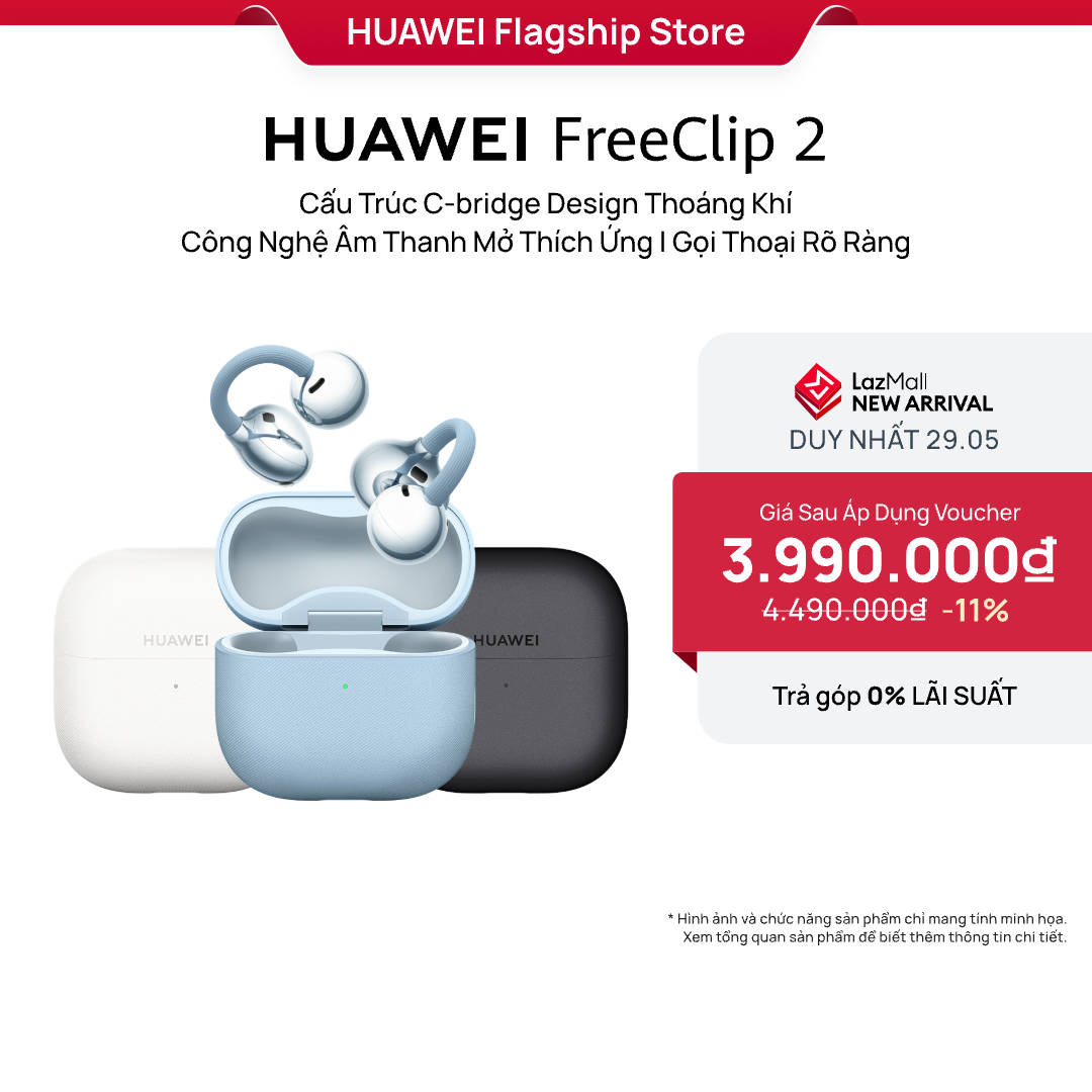 [DUY NHẤT 29.5] Tai Nghe HUAWEI FreeClip 2 | Cấu Trúc C-bridge Design Thoáng Khí | Công Nghệ Âm Thanh Mở Thích Ứng | Gọi Thoại Rõ Ràng