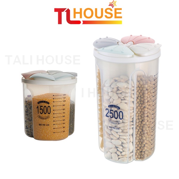 Hộp nhựa đựng đồ khô chia vạch có 2 ngăn – 3 ngăn – 4 ngăn tiện lợi – TALI HOUSE