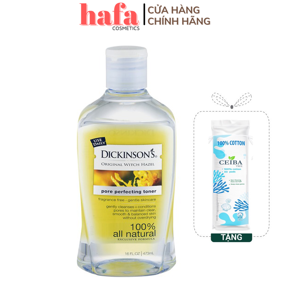 Nước hoa hồng dịu nhẹ cho mọi loại da dickinsons original witch hazel pore perfecting toner 473ml + tặng bông tẩy trang bất kì 80 miếng _ dickinsons chính hãng