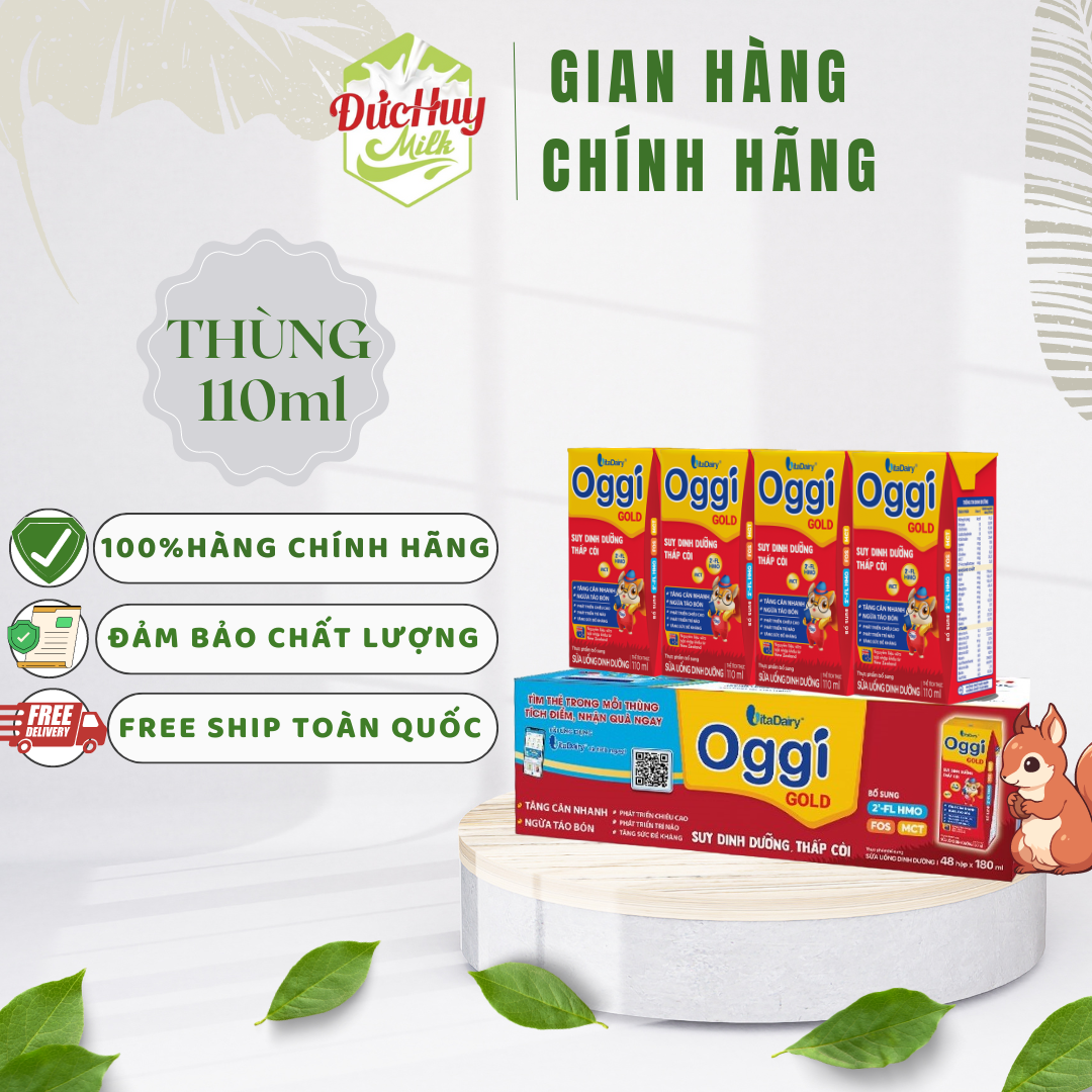 Thùng 48 hộp sữa bột pha sẳn Oggi Gold 110ml và 180ml - 1