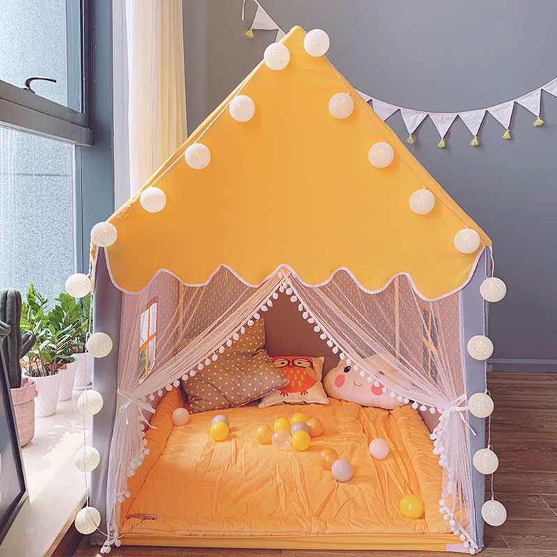 [Tặng Nệm + Đèn]Lều Cho Bé Ngủ Chơi - Hoàng tử Công Chúa < Có sẵn > đầy đủ nệm. Kích Thước 1m4x1m2x1m. Hàng Chuẩn Loại 1