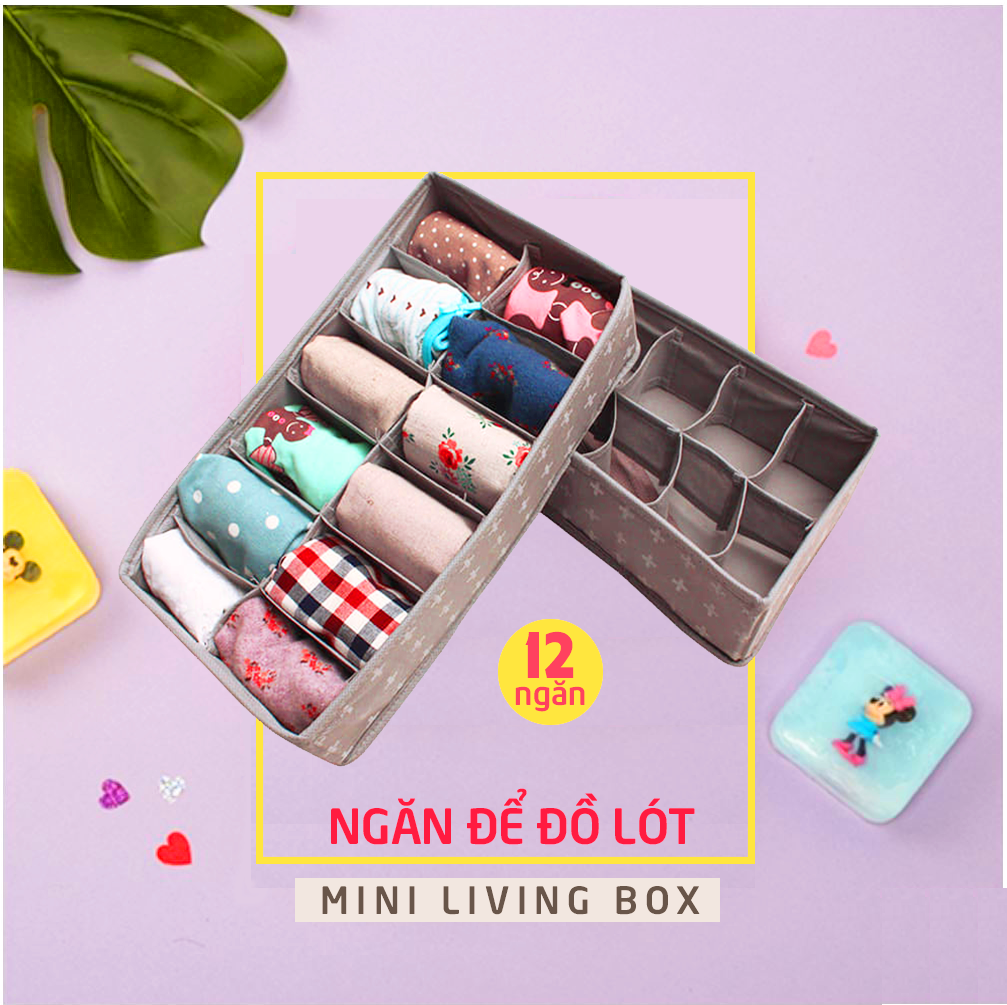 Hộp Đựng Đồ Lót Tất Vớ 12 Ngăn Morning House- Hộp cứng cáp, gấp gọn tiện lợi, vải chống thấm nước