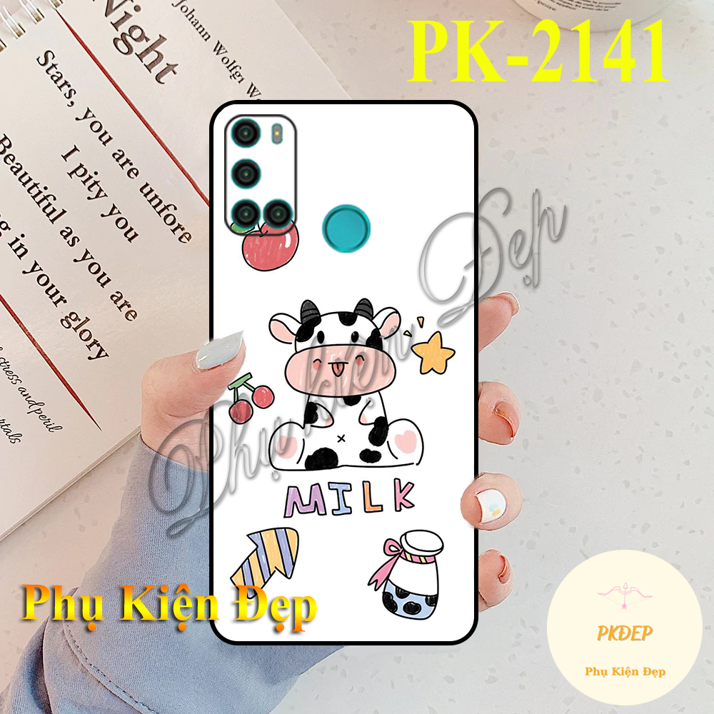 [HCM]Ốp lưng Vsmart  Joy 4 - Ốp dẻo đen in hình bò sữa so cute