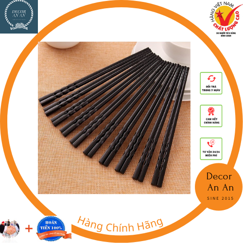 Bộ 10 Đôi Đũa Nhựa Phíp Đen Chịu Nhiệt