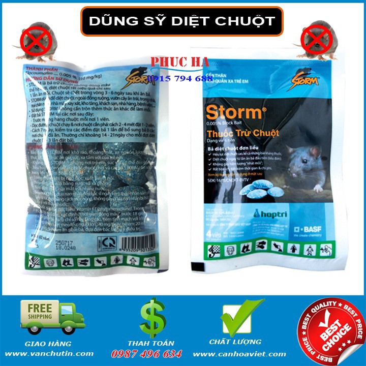 Thuốc diệt chuột Storm 1 hộp 100 Viên, Bả diệt chuột sinh học hiệu quả