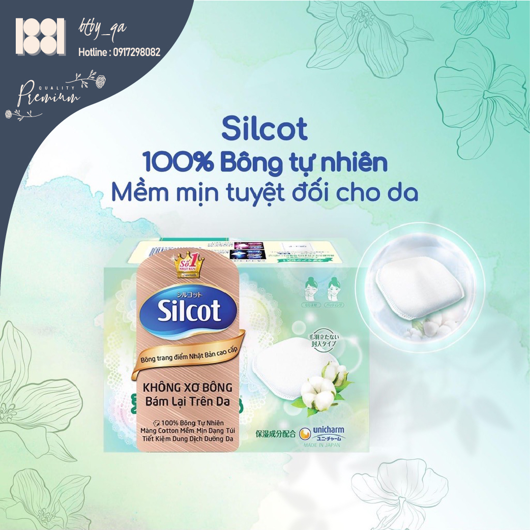 Bông tẩy trang, trang điểm cao cấp Silcot Premium 66 miếng/hộp