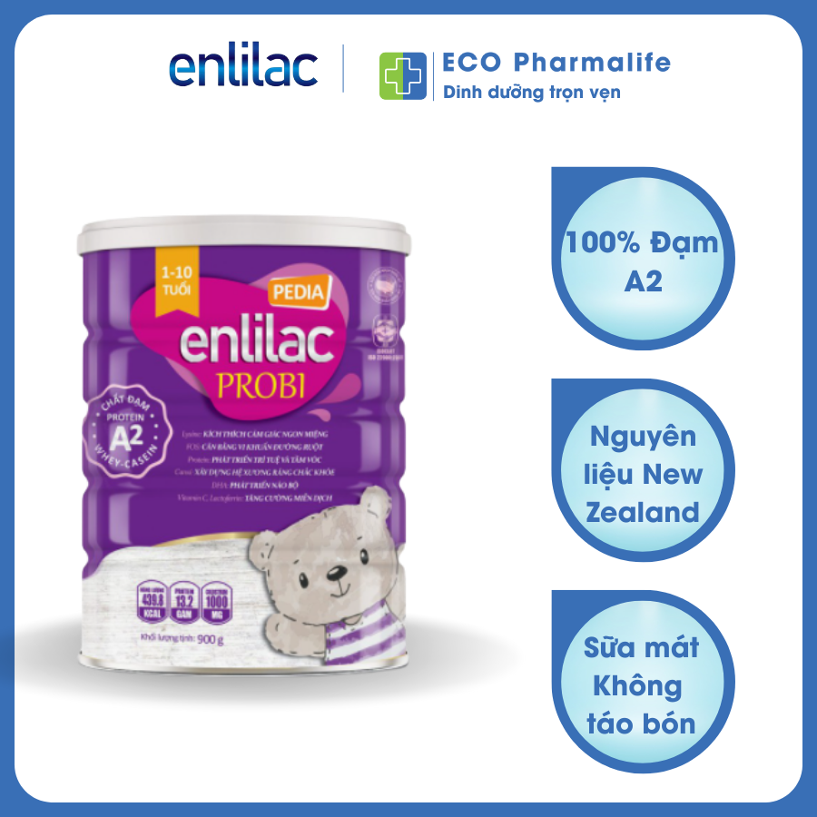 Sữa bột Enlilac Probi Protein A2 Pedia sữa tăng chiều cao và phát triển