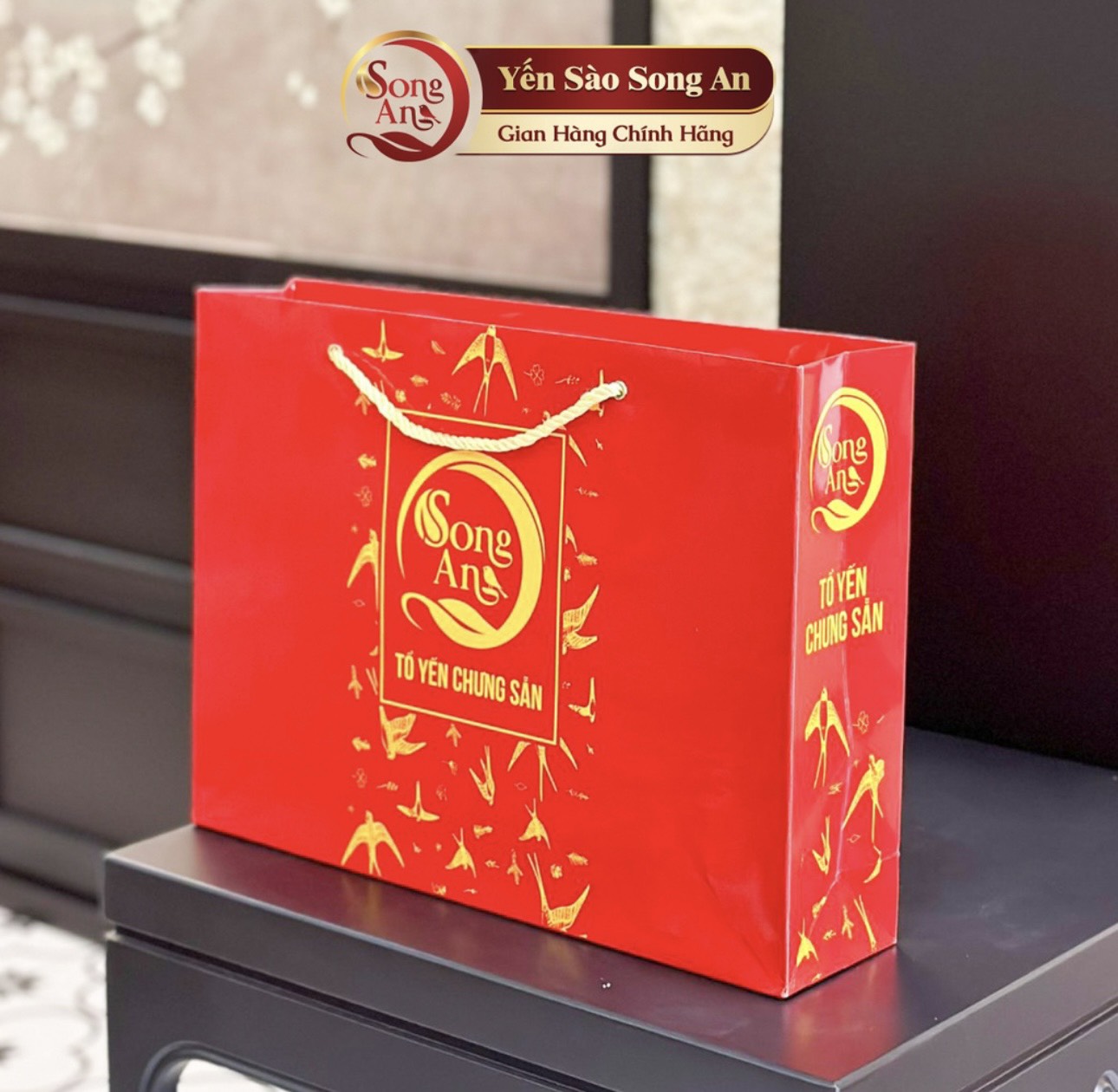 Túi quà tặng giấy cứng màu đỏ sang trọng độc đáo
