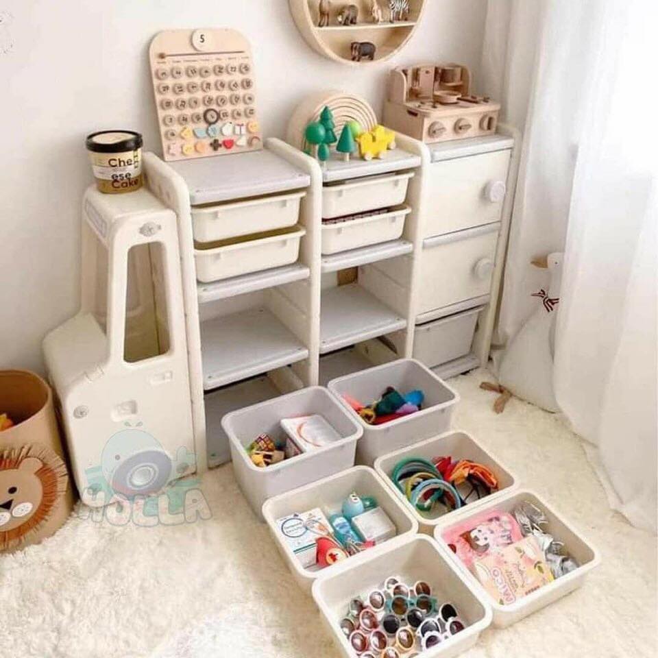 Kệ đồ chơi, tủ kệ nhựa cho bé đựng đồ chơi, sách vở ôtô bus holla - chính hãng - seed house