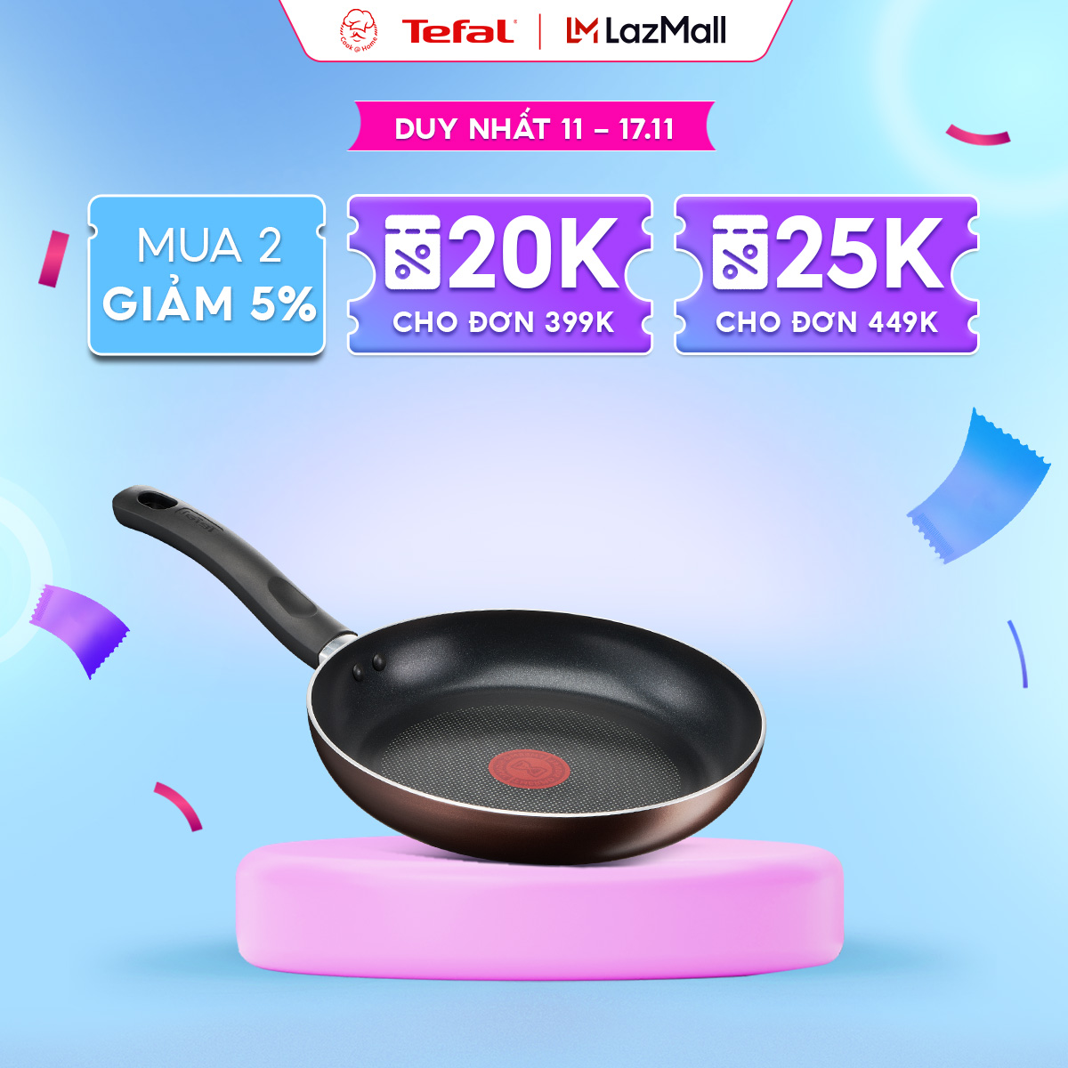 Chảo chống dính bếp từ Tefal Day By Day  size  24cm/28cm - Bảo hành 2 năm