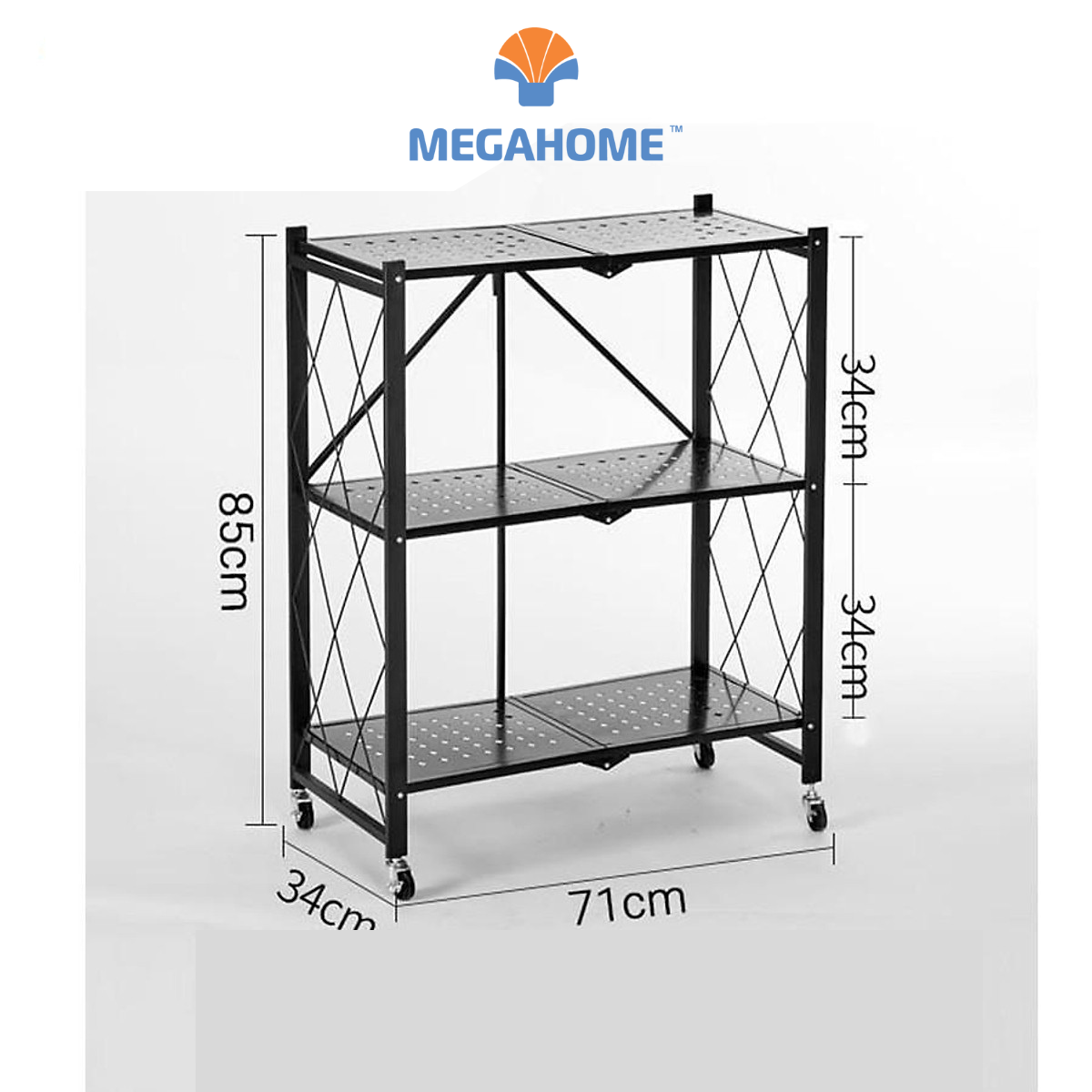 Kệ xếp gọn đa năng 3 tầng ,có bánh xe,di chuyển tiện lợi