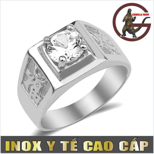 Nhẫn inox nam chữ phước đính xoàn đẹp giá rẻ.