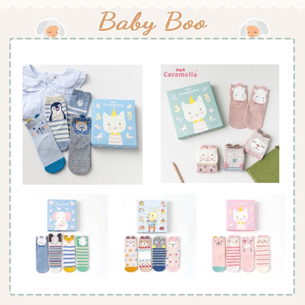 Tất vớ Caramella cho bé 0-24m hộp 4 đôi [ babyboo]
