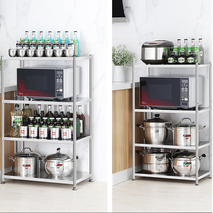 Kệ bếp đa năng 4 tầng inox 304 - Kệ để lò vi sóng đa năng - Kệ để đồ nhà bếp inox 304 không gây hại sức khỏe