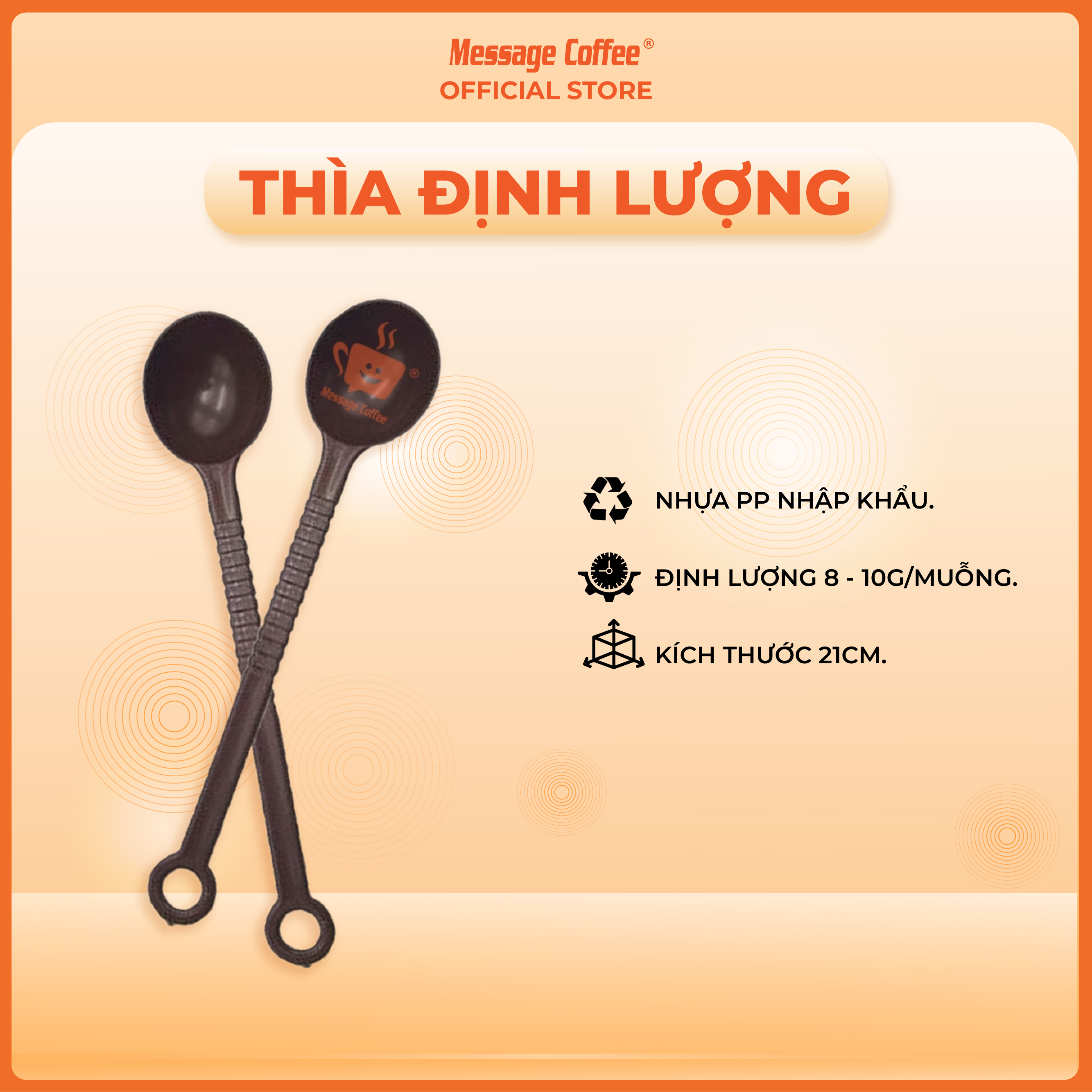 Thìa đong định lượng muỗng đong bột cà phê 8-10g làm bằng nhựa màu nâu từ Message Coffee