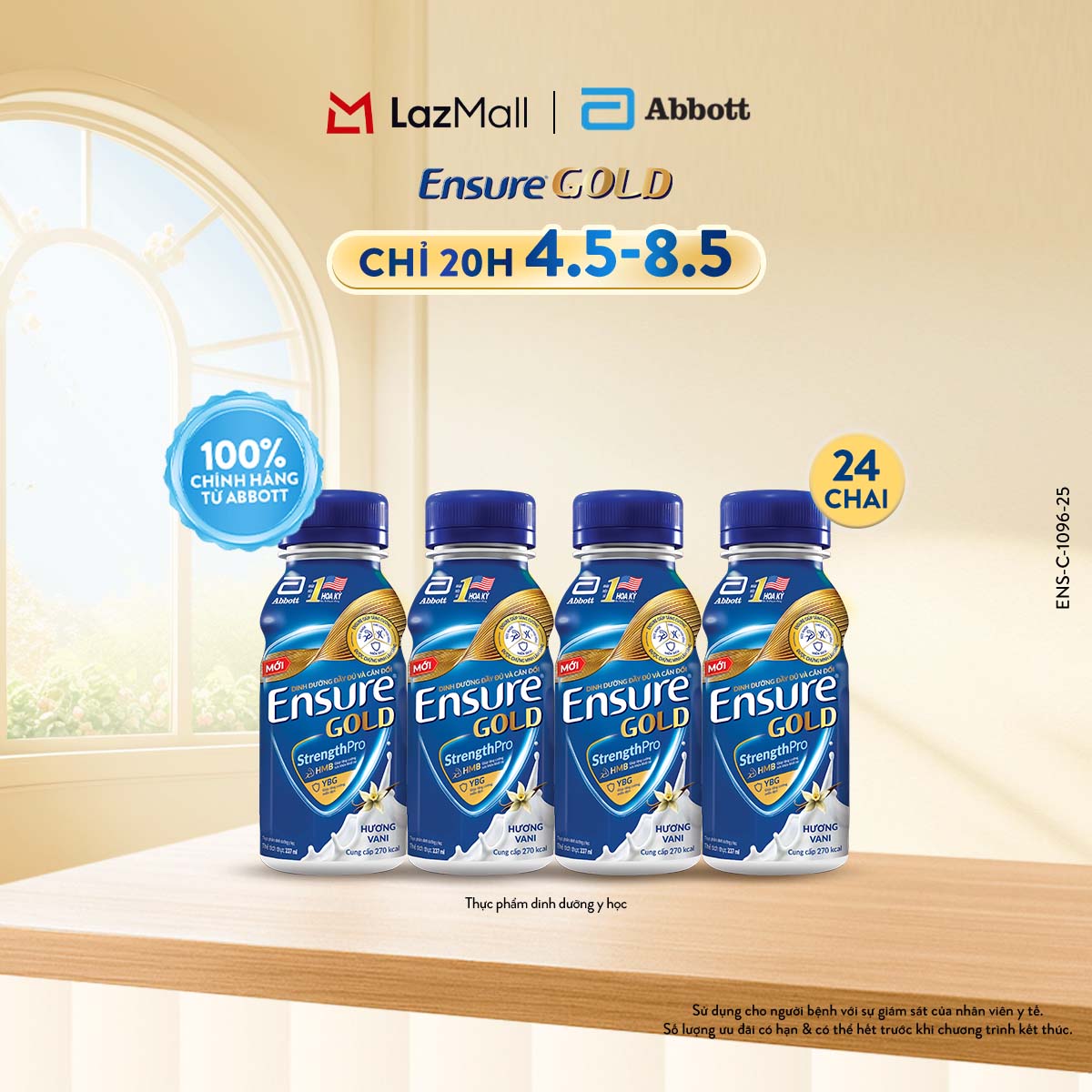 [CHỈ 20H 04-08.05 GIÁ TỐT MUA NGAY-SLCH] Thùng 24 chai Ensure Gold 237ml [bao bì thay đổi theo từng đợt nhập hàng]