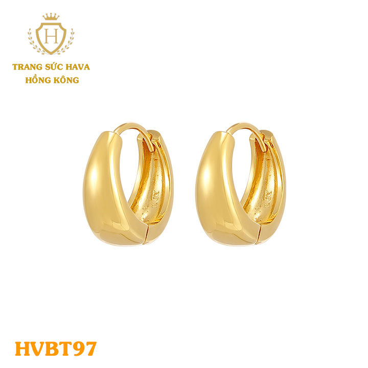 Bông Tai Nữ, Khuyên Tai, Hoa Tai Cổ Điển Dáng Bám Sát (Không Bị Xỉn Đen), Titan Xi Mạ Vàng Non 24k Thật Cao Cấp - Trang Sức Hava Hong Kong
