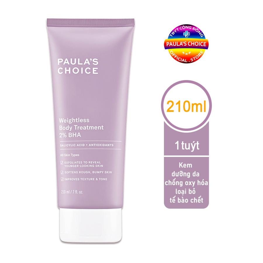 Kem dưỡng thể ngừa viêm lỗ chân lông Paula’s Choice RESIST WEIGHTLESS BODY TREATMENT WITH 2% BHA ( 210m )