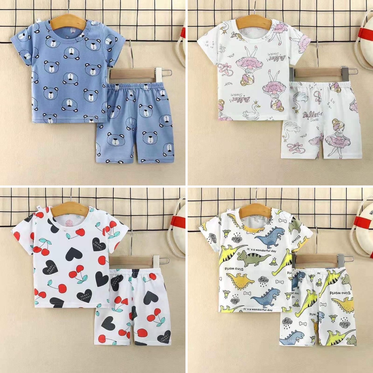 Bộ cotton cộc tay cho bé trai bé gái - bộ đùi cho bé