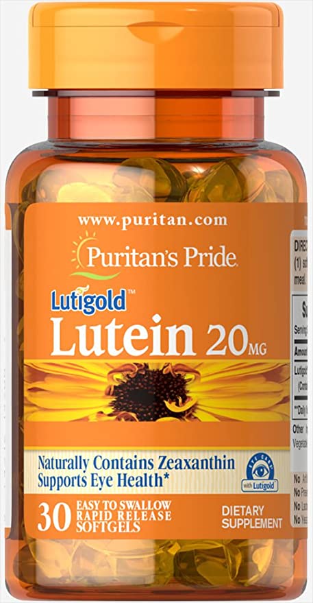 Viên uống bổ sung lutein giúp sáng mắt, cải thiện thị lực Puritan's Pride Lutigold Lutein 20mg 30 viên HSD 30/04/2025