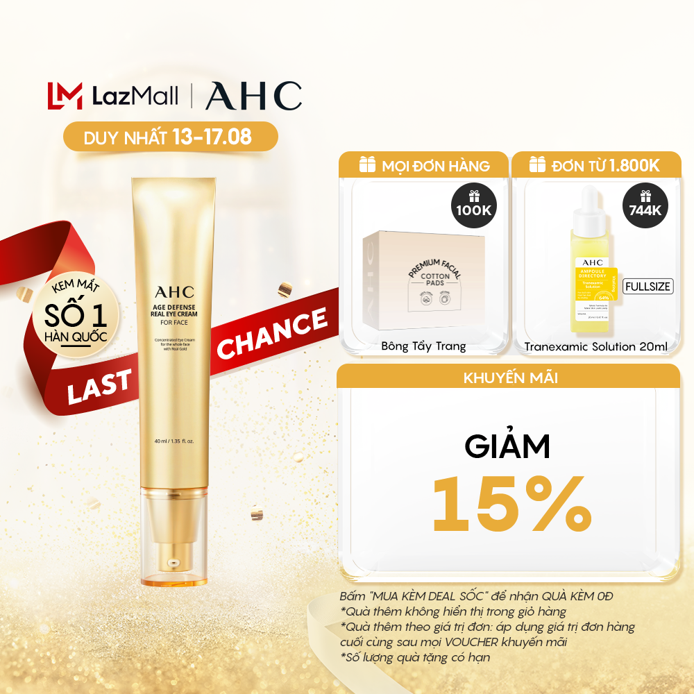 [Cơ Hội Cuối Cùng-Giảm 15%] Kem Mắt Hỗ Trợ Chống Lão Hóa Cho Toàn Mặt  AHC Age Defense Real Eye Cream For Face 40ml