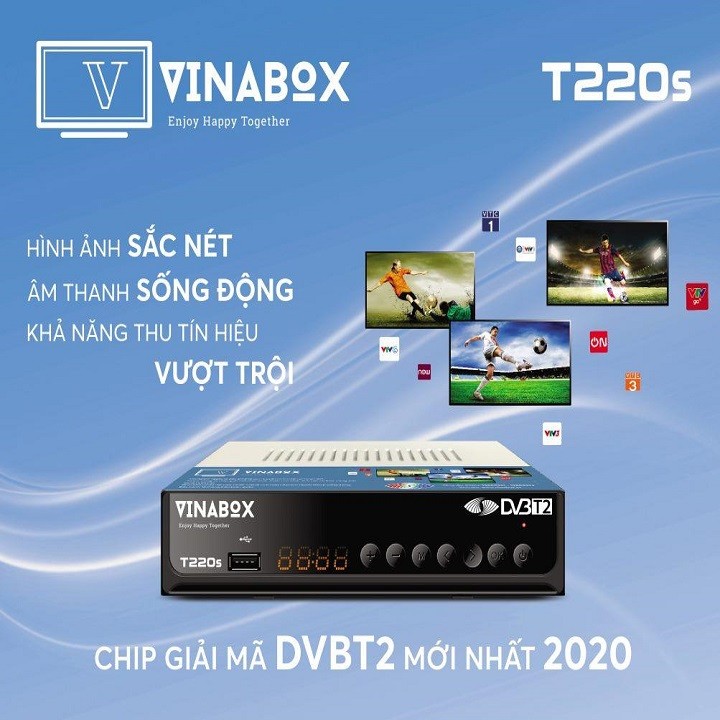 ĐẦU THU DVB T2 VINABOX T220S kèm anten ngoài trời
