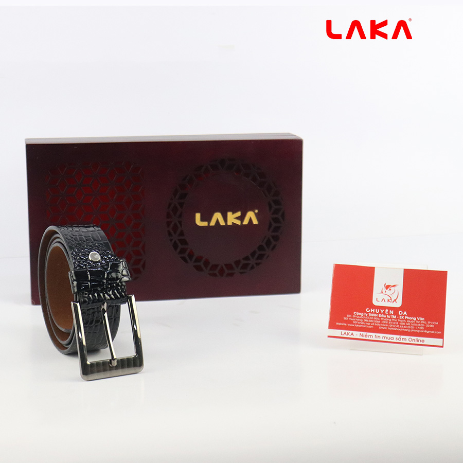 Thắt Lưng Nam Dây Nịt Nam LAKA Đầu Kim Da Tổng Hợp Dập Vân Cá Sấu Nổi TLLKS.1