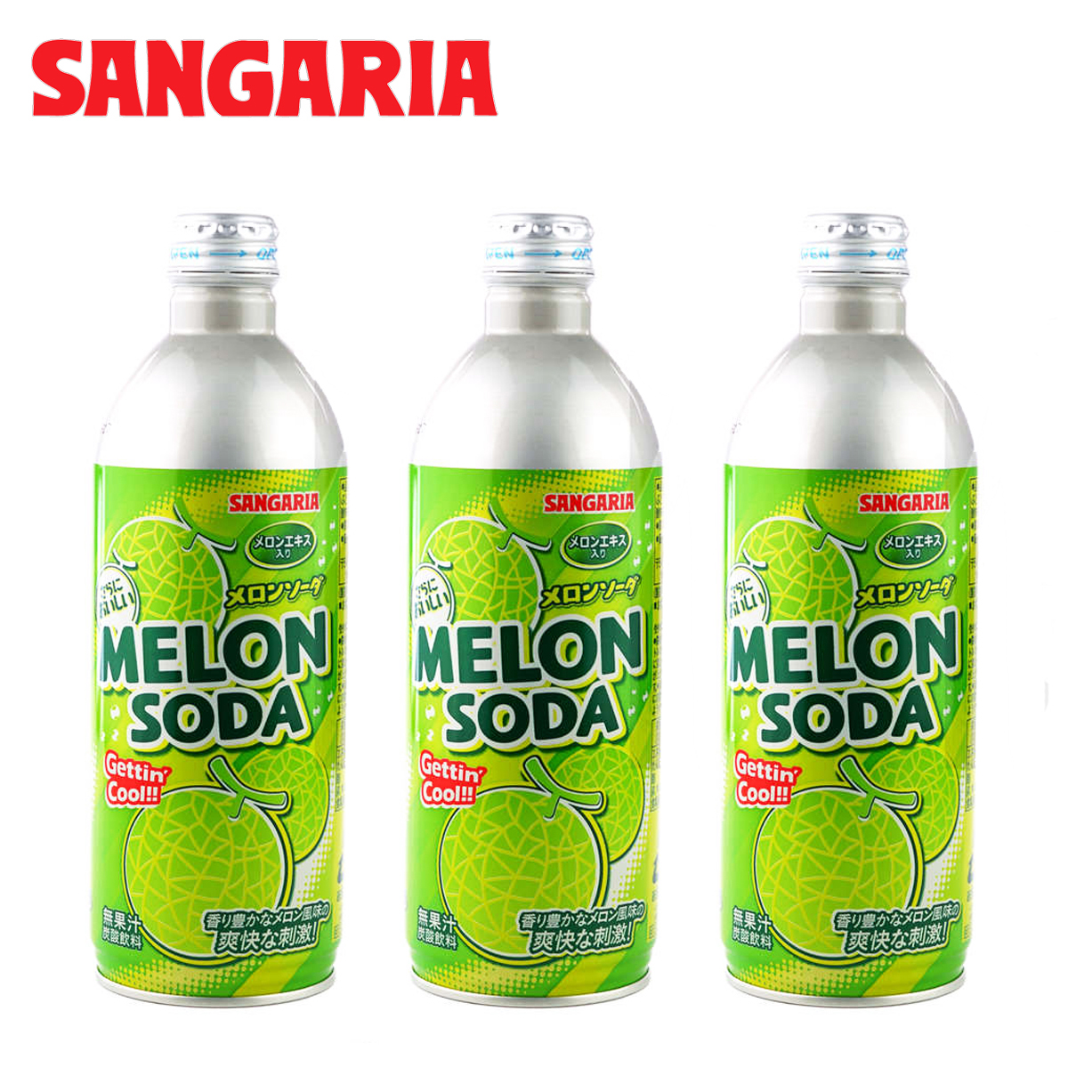 Combo 3 chai nước soda vị dưa lưới sangaria melon soda 500ml