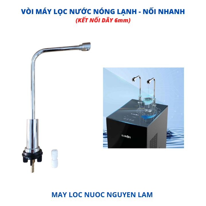 Vòi Máy Lọc Nước RO Nóng Lạnh (Loại Đầu Vuông - Nối Nhanh) - Dùng Cho Cả 2 Vòi Nóng & Lạnh