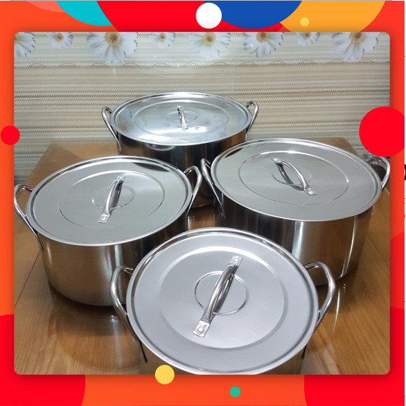 Bộ nồi inox dùng bếp từ, bếp ga, bếp hồng ngoại 4 món size 22cm, 26cm, 28cm, 30cm 1 đáy - hàng xả kho