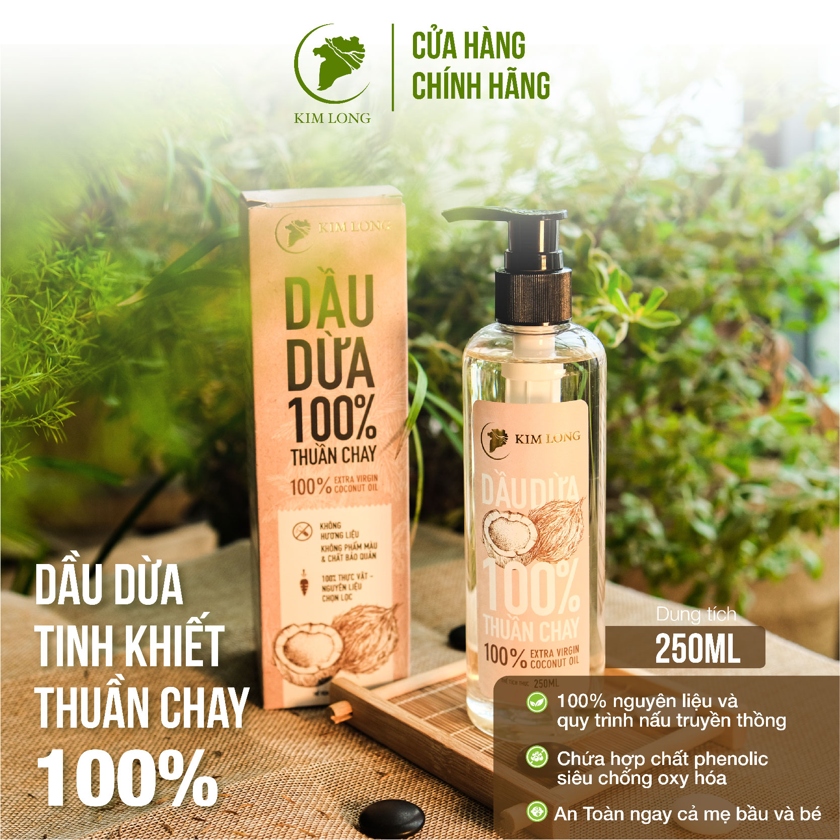 250ML Dầu Dừa nguyên chất 100% - Thuần chay - Dầu dừa dưỡng da, dưỡng tóc, dưỡng môi, ngừa rạn da - An toàn cho mẹ bầu và em bé