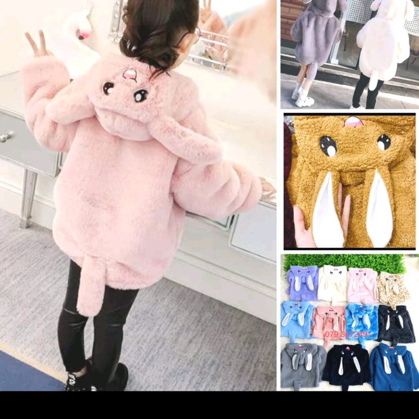 Áo khoác lông tai thỏ được các bé yêu thích