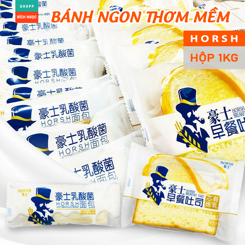Bánh sữa chua Đài Loan ông già Horsh, bánh sandwich kẹp bơ sữa, vỏ bánh mềm cùng nhân bánh thơm ngon ngọt vừa, túi 500g và 1kg