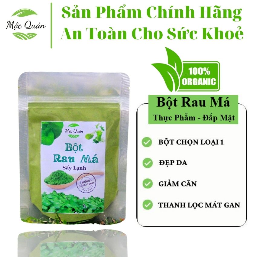 Bột rau má nguyên chất sấy lạnh 100gr mộc quán - đắp mặt, dưỡng da, giảm mụn - mát gan, thanh nhiệt, giải độc - mộc quán