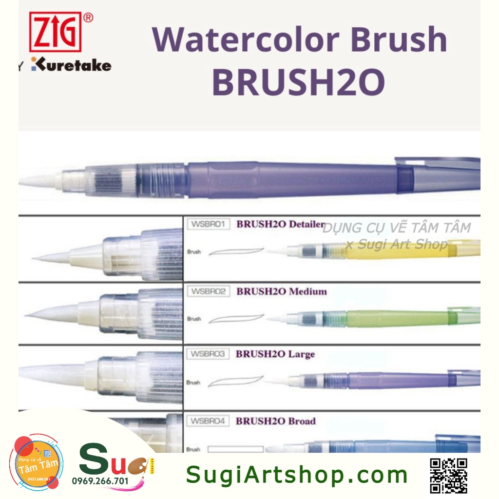Bút cọ nước kuretake brush2o - brush2o kuretake