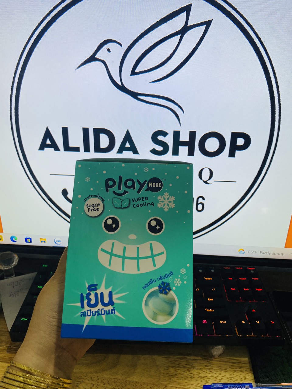 Hộp 12 gói kẹo playmore vị bạc hà 12g