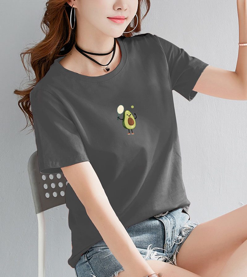 Áo thun cotton nữ in quả bơ nhỏ