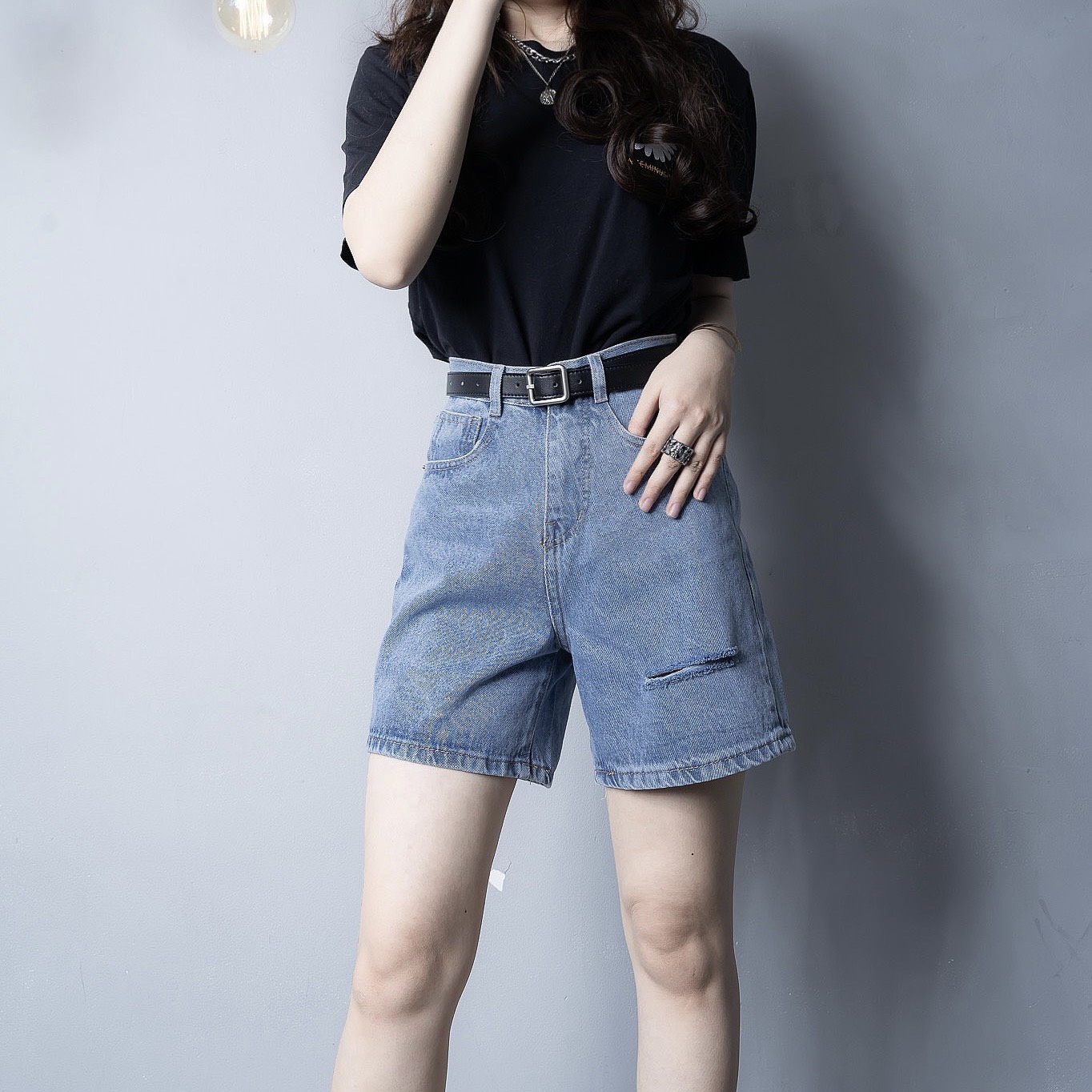 Quần Sọt Jeans Lửng Lưng Cao Chuẩn Form ULZZANG