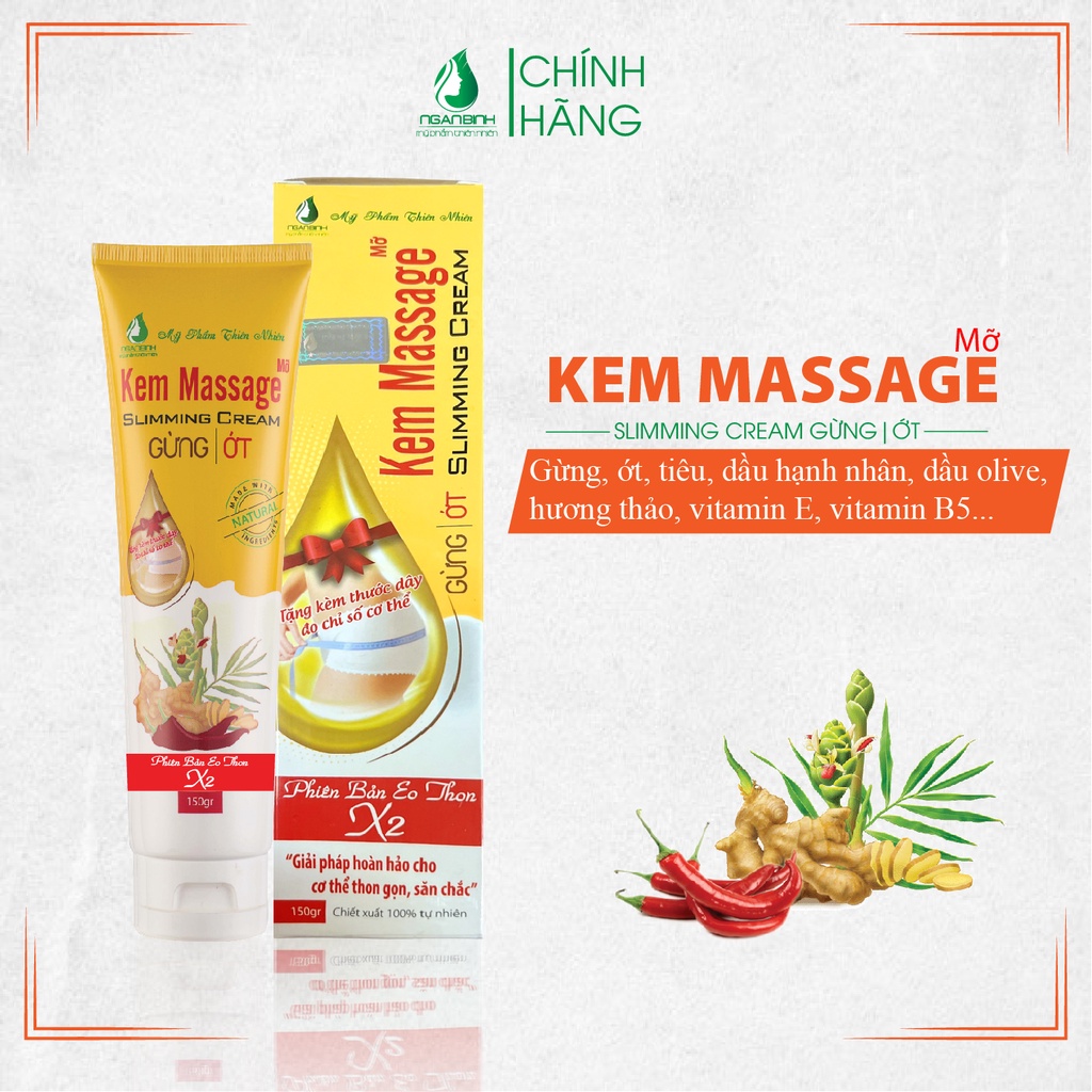 KEM TAN MỠ BỤNG siêu tốc cho nam và nữ Kem Tan Mỡ Giảm Mỡ Y Khoa Kem Massage Tan Mỡ Ngân Bình Cao Cấp + Tặng Thước Dây Đo, Kem tan mỡ gừng ớt Gia truyền Ngân Bình 150g