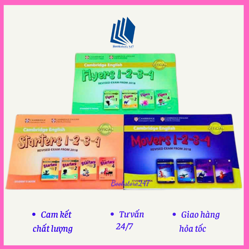 Sách - cambridge english starters, movers, flyers 1, 2, 3, 4 in gộp
